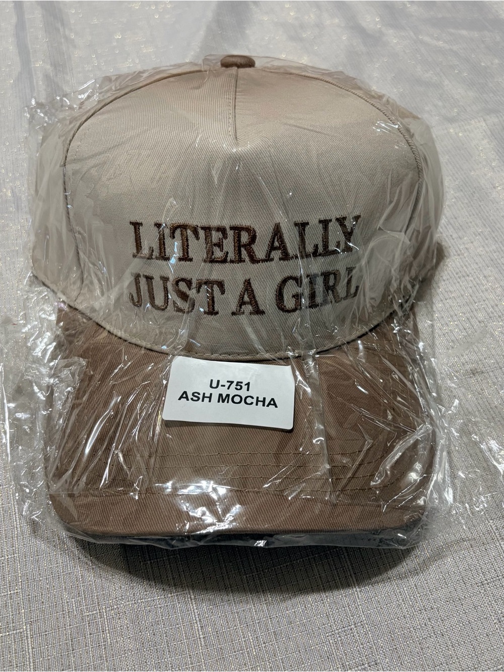 Literally Just A Girl Zenana Embroidered Canvas slide adjust cap baseball hat